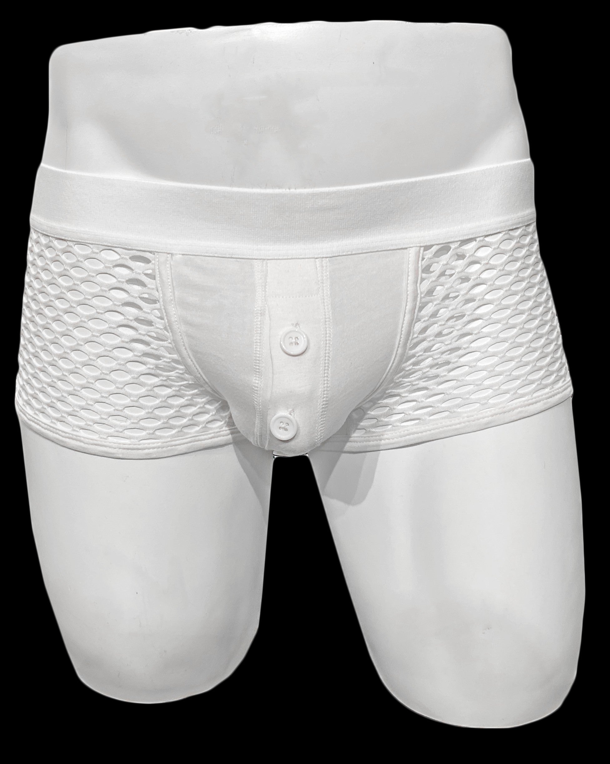 BUTTON FLY FISHNET TRUNK