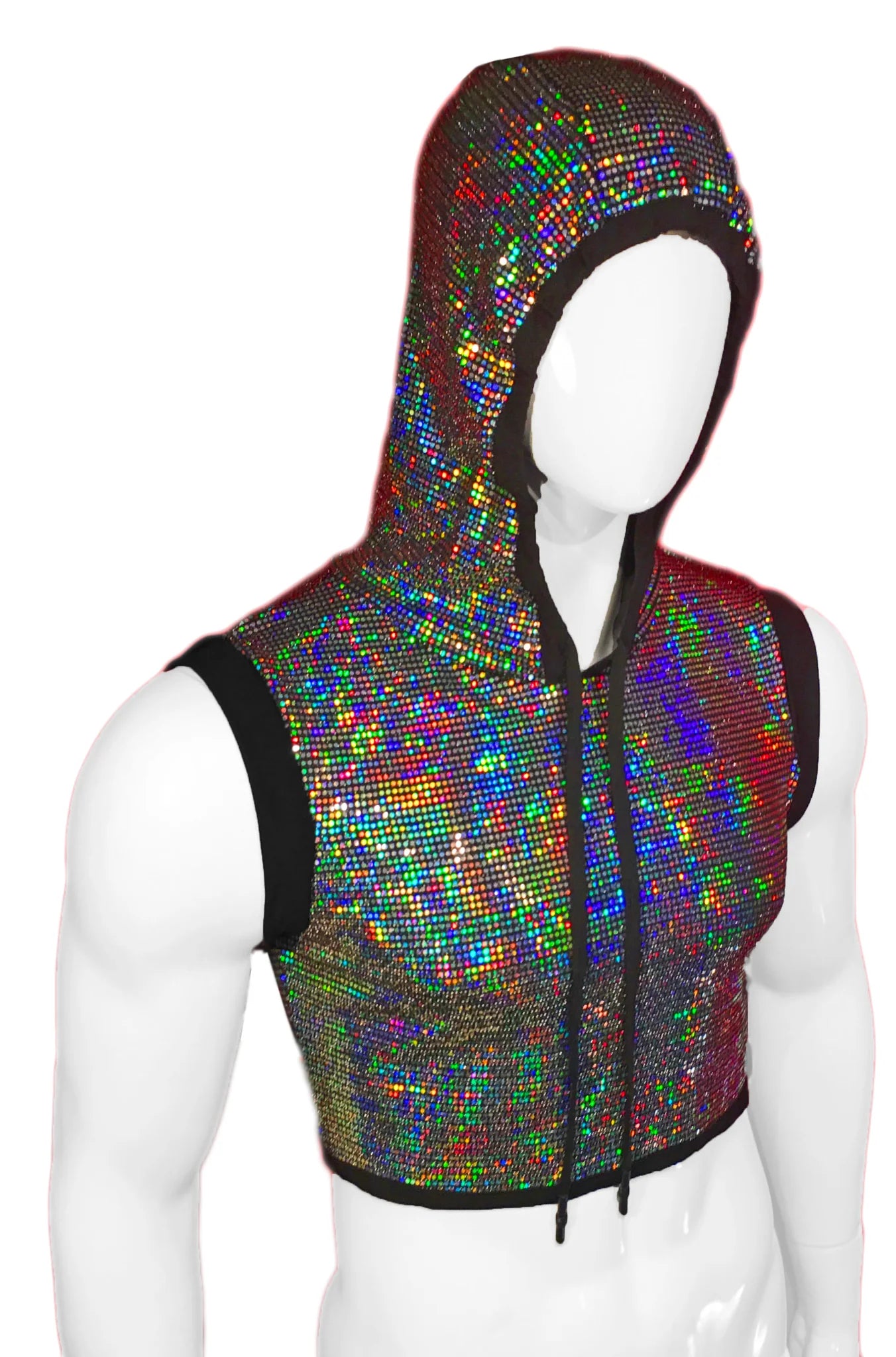 FLAT SEQUIN HOODED CROP TOP