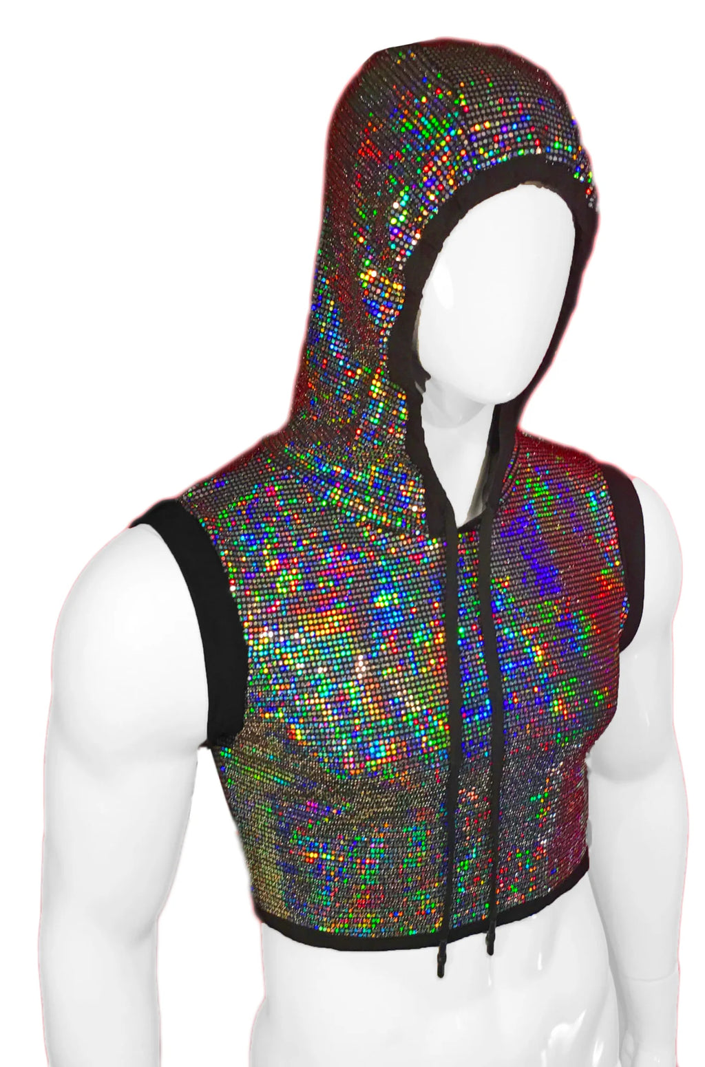 FLAT SEQUIN HOODED CROP TOP