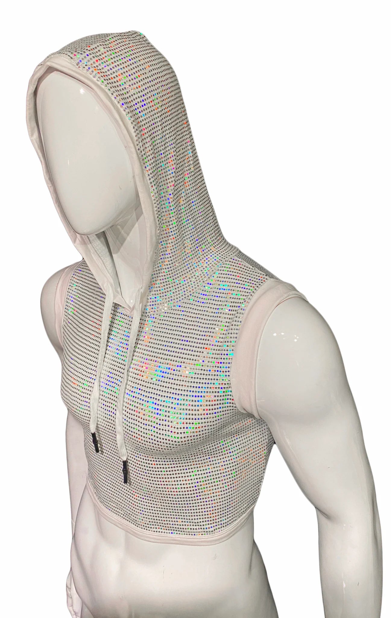 FLAT SEQUIN HOODED CROP TOP