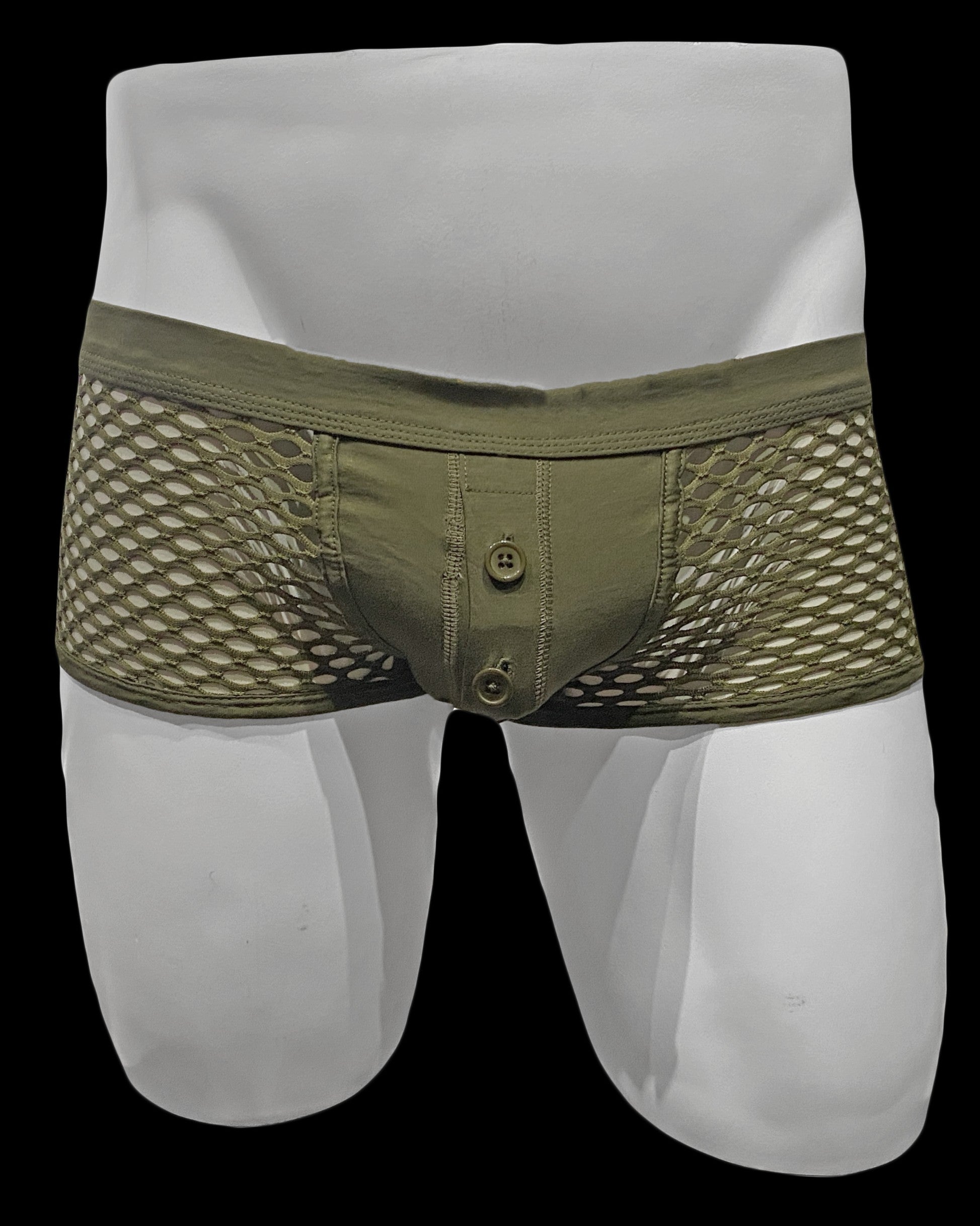 BUTTON FLY FISHNET TRUNK