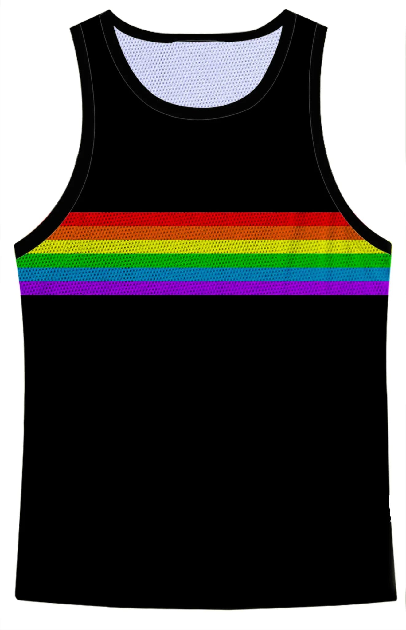RAINBOW CHEST STRIPE MESH TANK