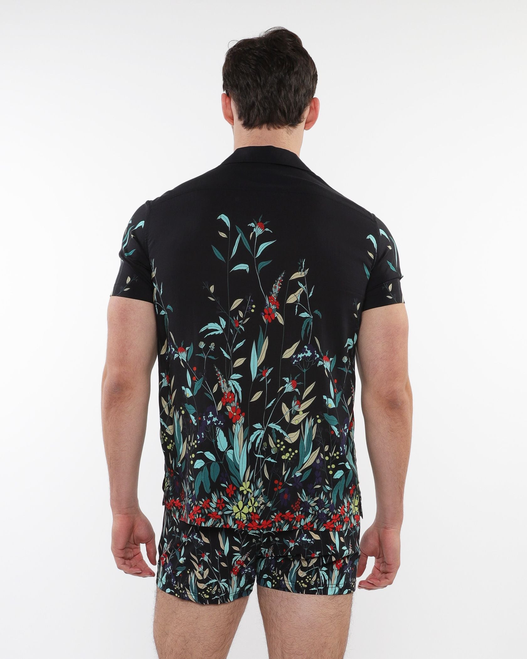 PRINTED S/S WOVEN MODAL BORDER SHIRT