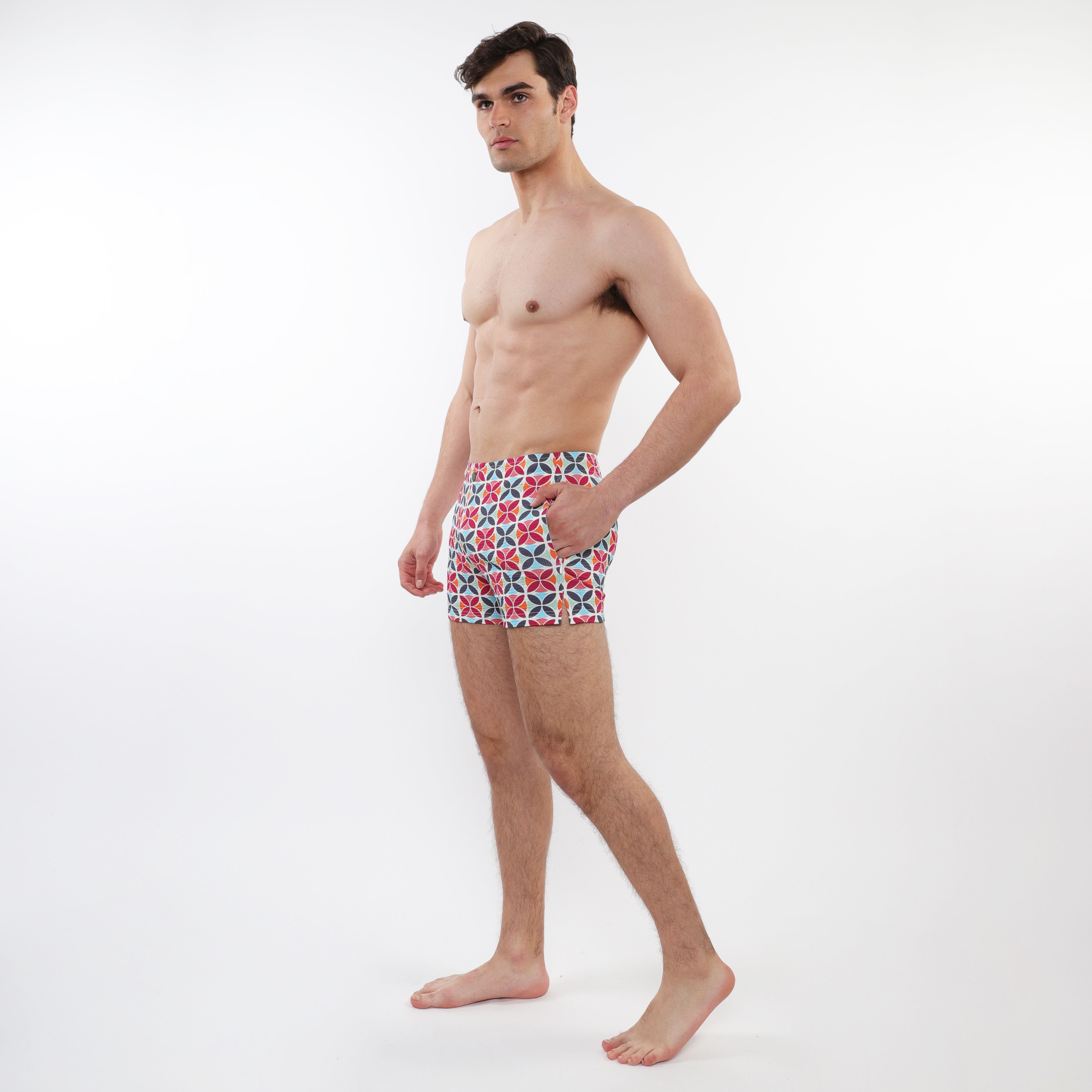 SEERSUCKER SWIM SHORTS W/ MESH LINING