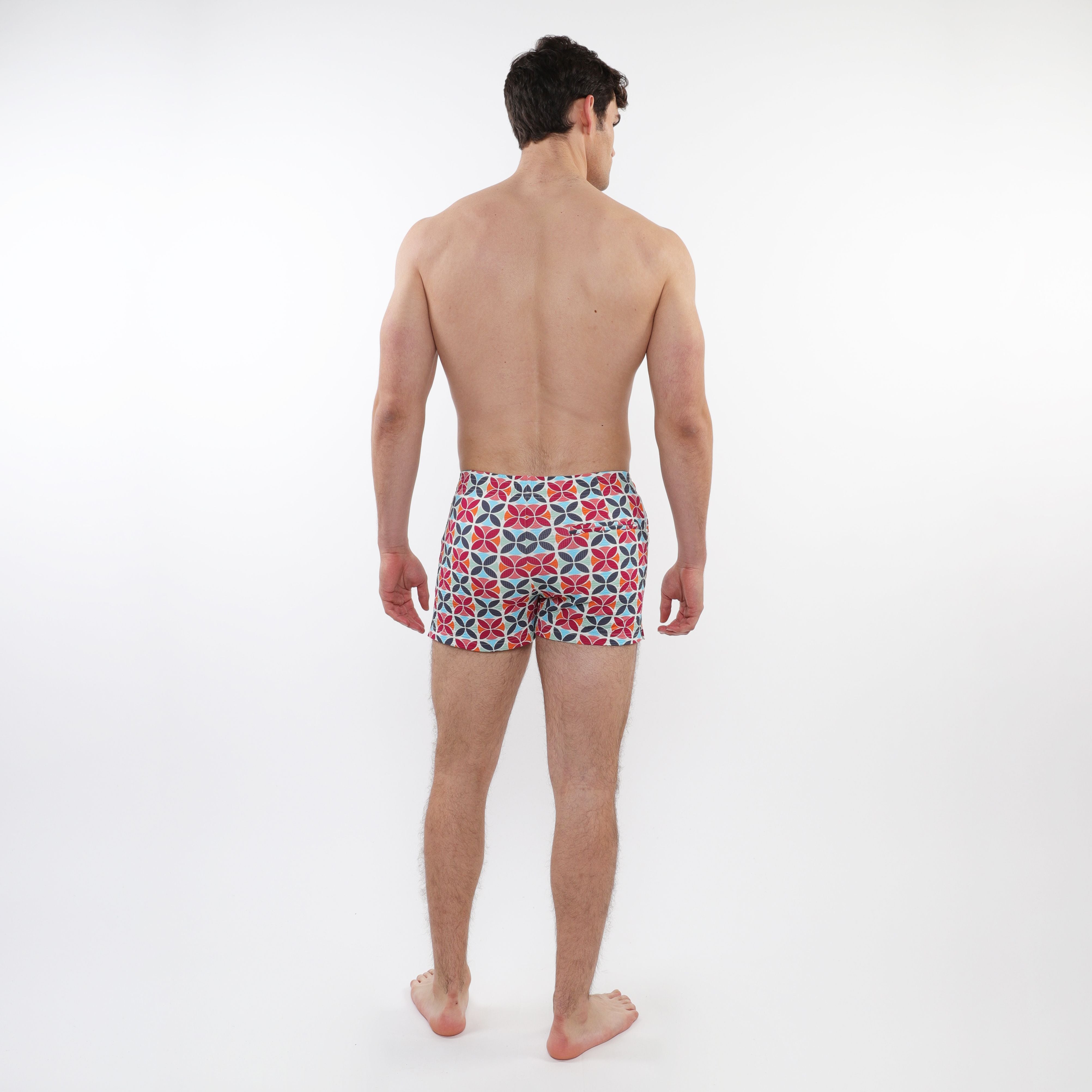 SEERSUCKER SWIM SHORTS W/ MESH LINING