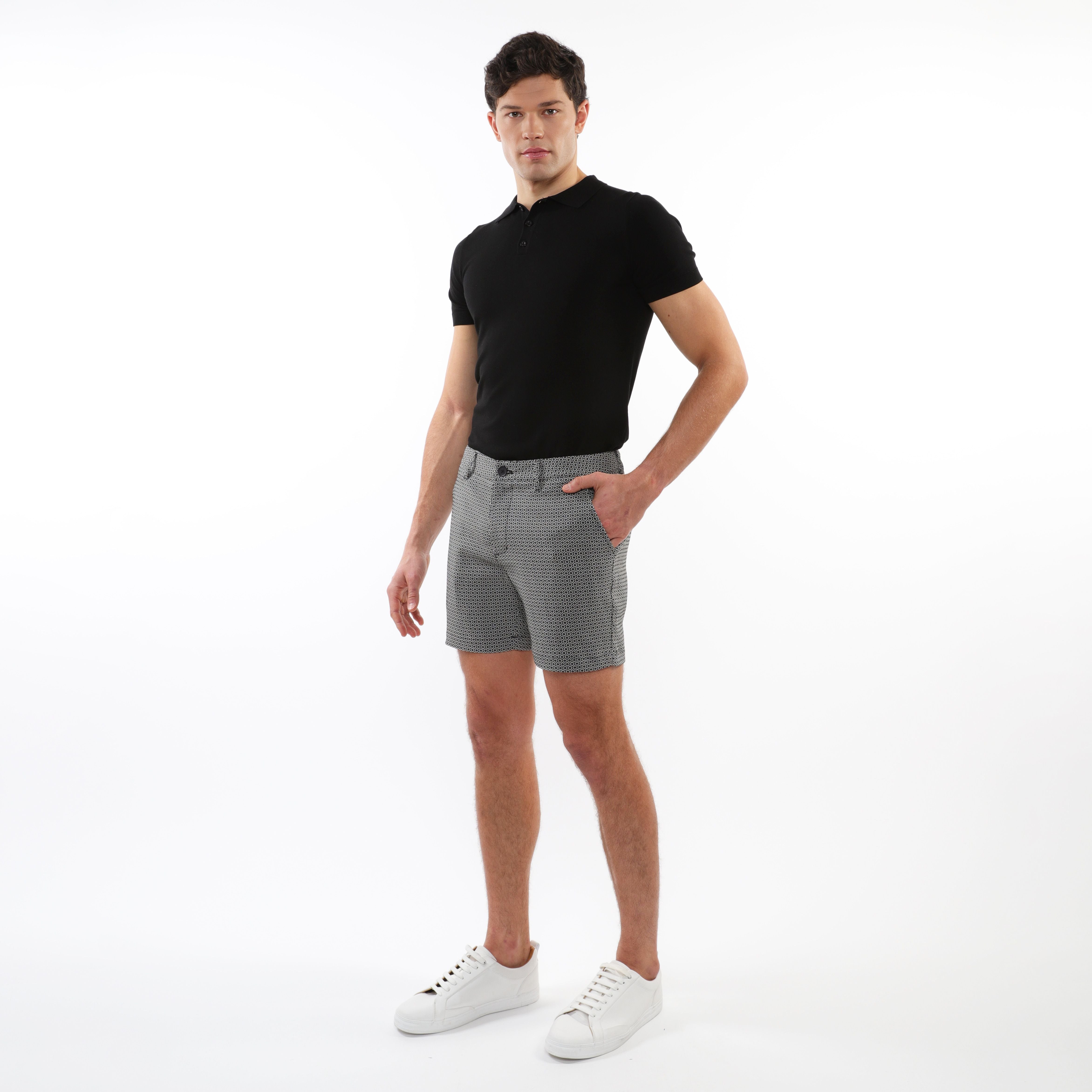 TEXTURED JACQUARD STRETCH CHINO SHORTS