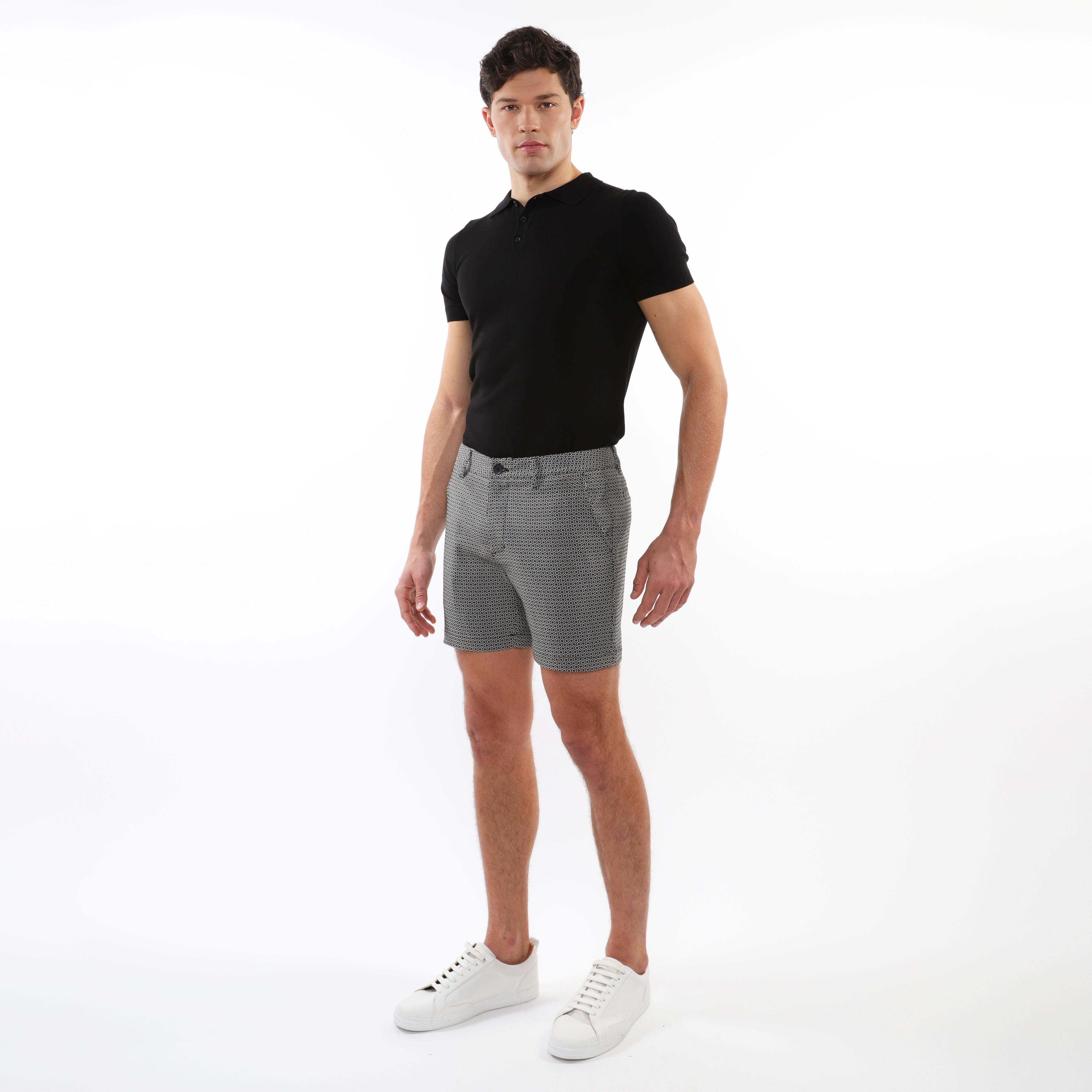 TEXTURED JACQUARD STRETCH CHINO SHORTS