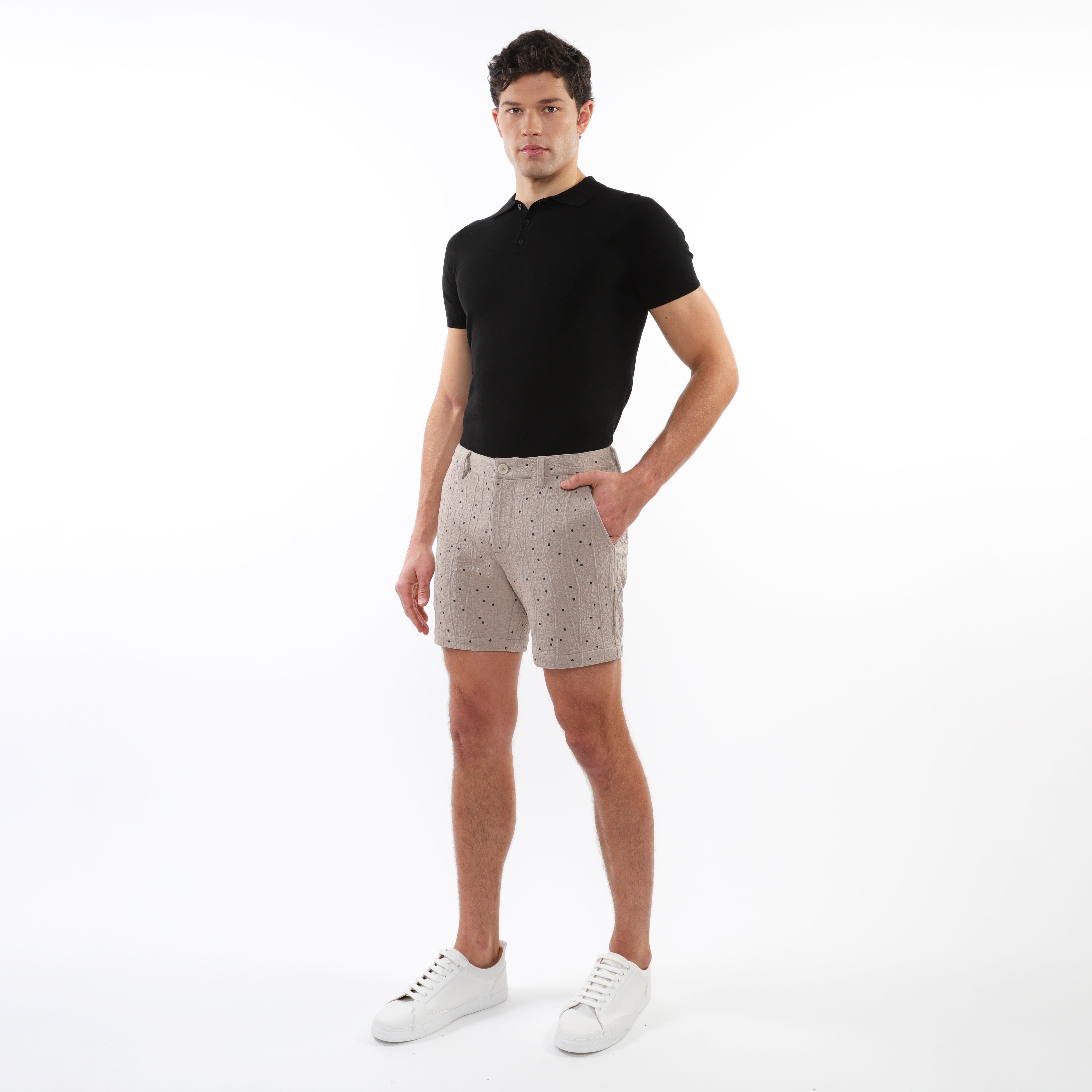 TEXTURED JACQUARD STRETCH CHINO SHORTS