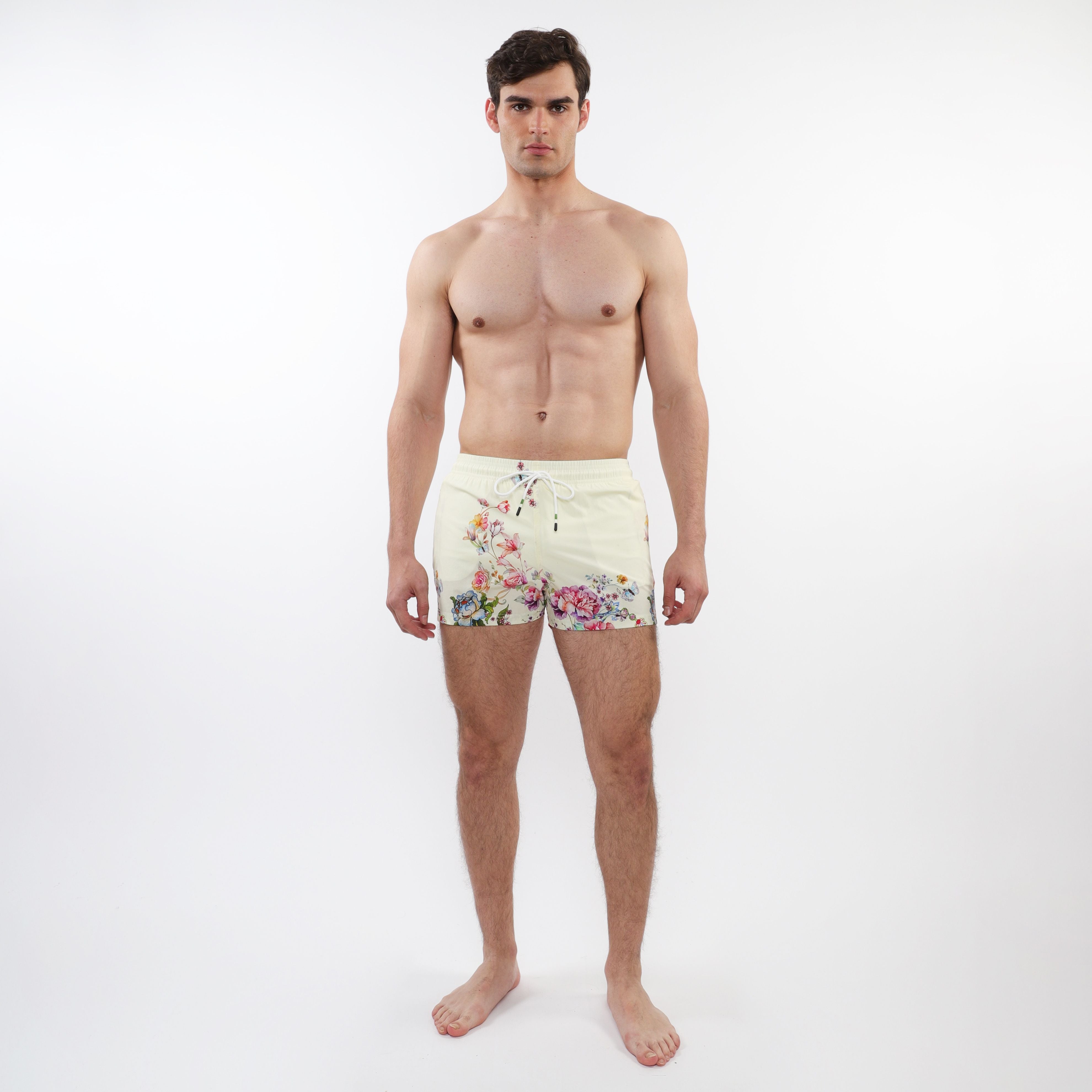 PRINTED SWIM SHORT W/ MESH LINING