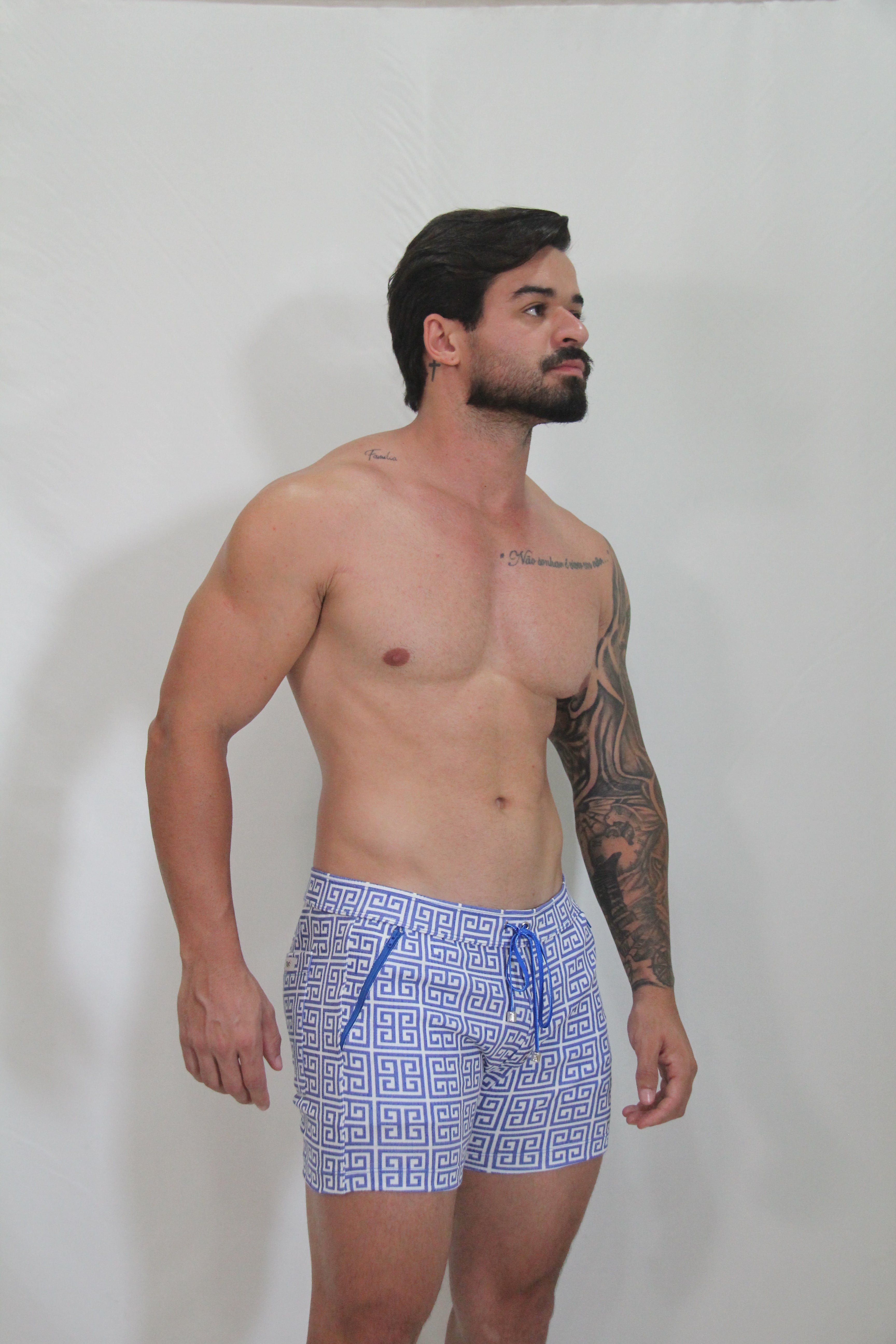 DESIGNER PRINT LINEN TEXTURE SHORTS