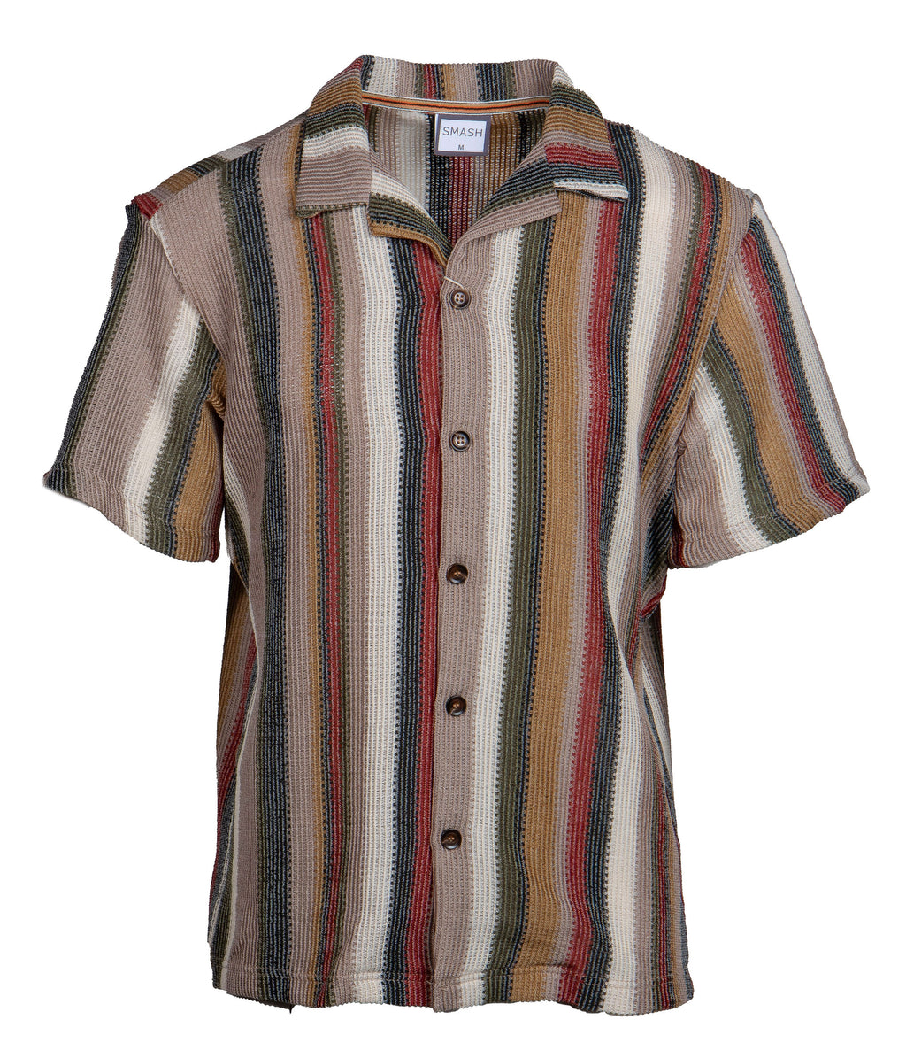 SMASH S/S STRIPE BUTTON DOWN SHIRT