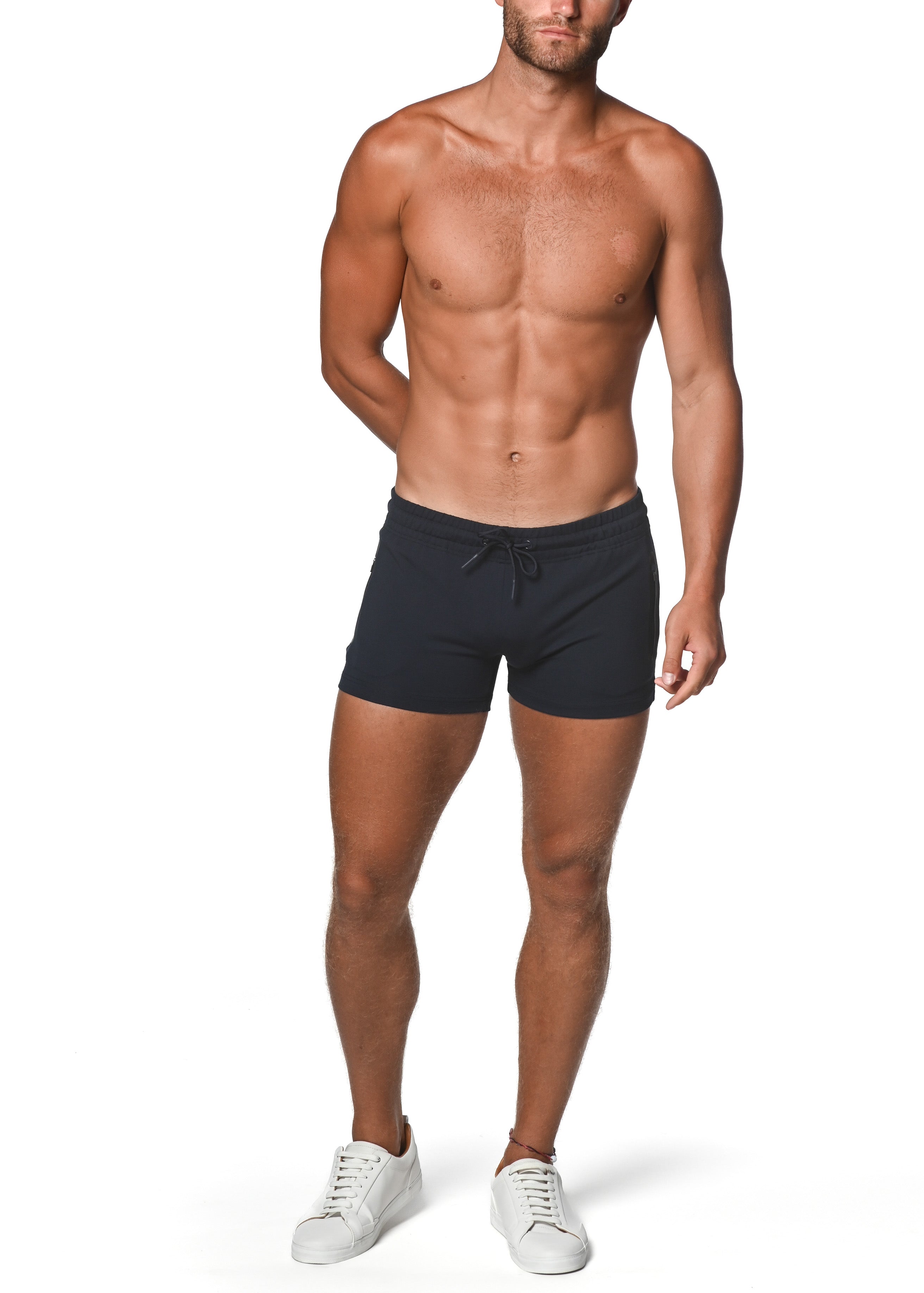 VAULT GYM-TECH STRETCH SHORTS W/ HEAT WELD ZIPPERS