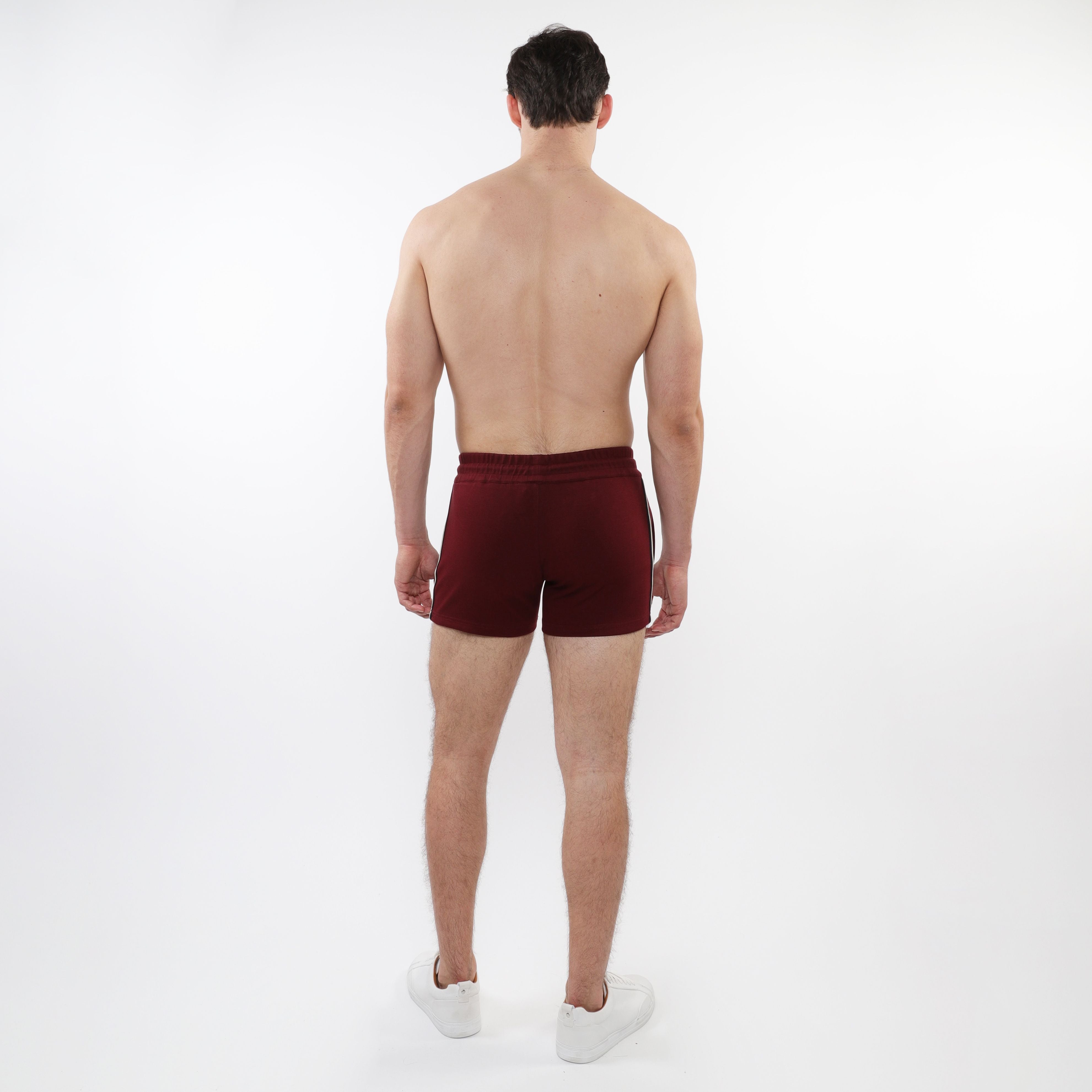 RETRO STRETCH KNIT GYM SHORTS W/ SIDE TAPING