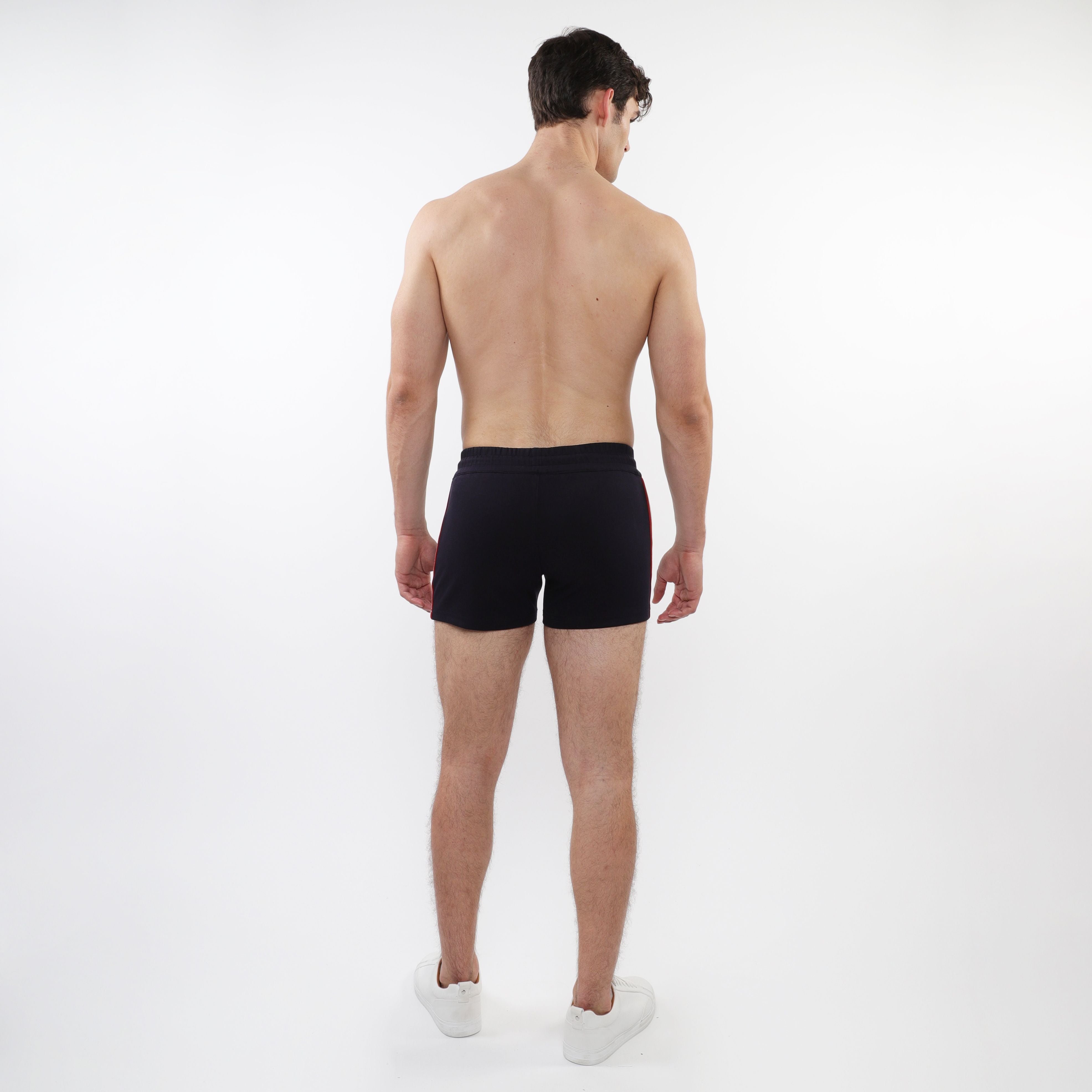 RETRO STRETCH KNIT GYM SHORTS W/ SIDE TAPING