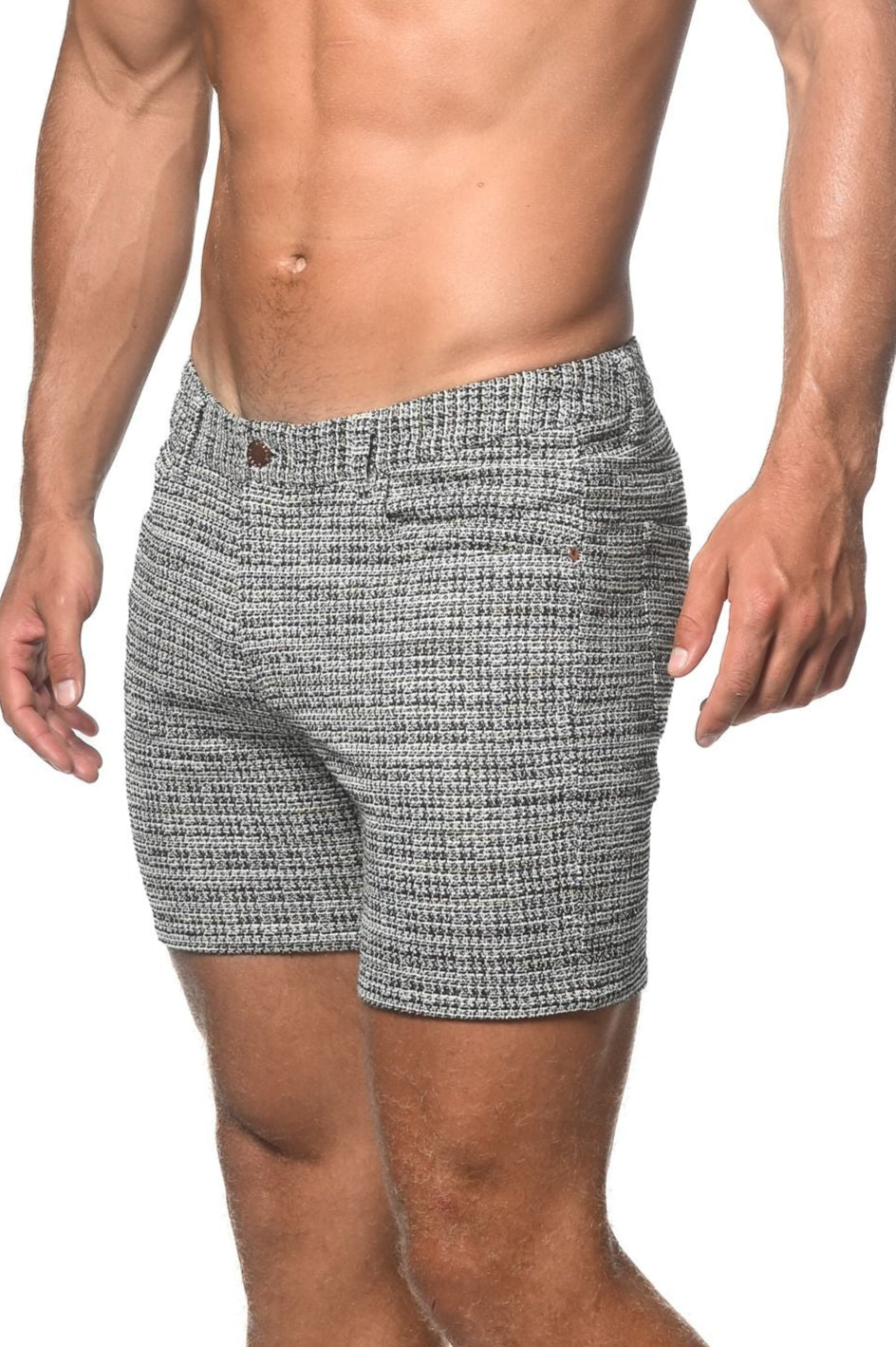 TWEED-LOOK JACQUARD STRETCH KNIT JEANS SHORT (LIMITED-EDITION)