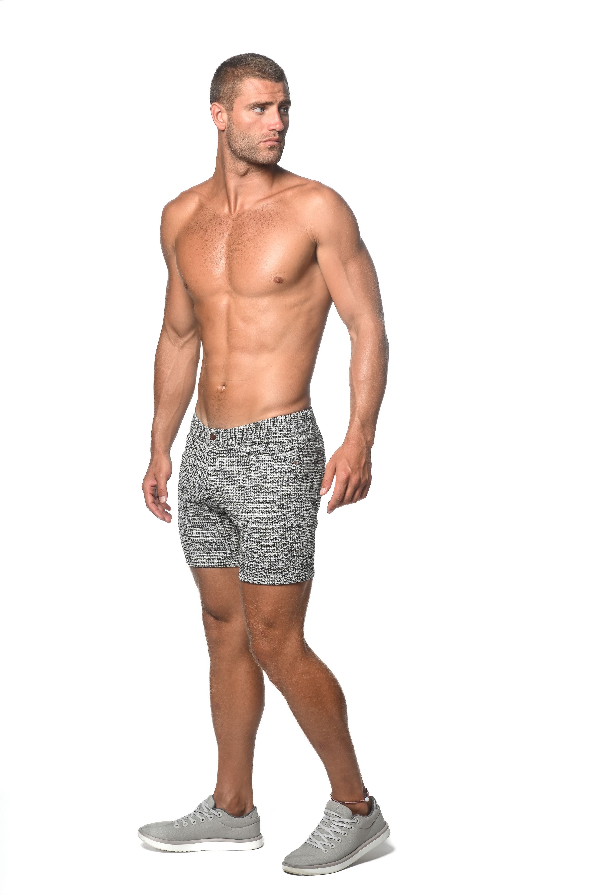 TWEED-LOOK JACQUARD STRETCH KNIT JEANS SHORT (LIMITED-EDITION)