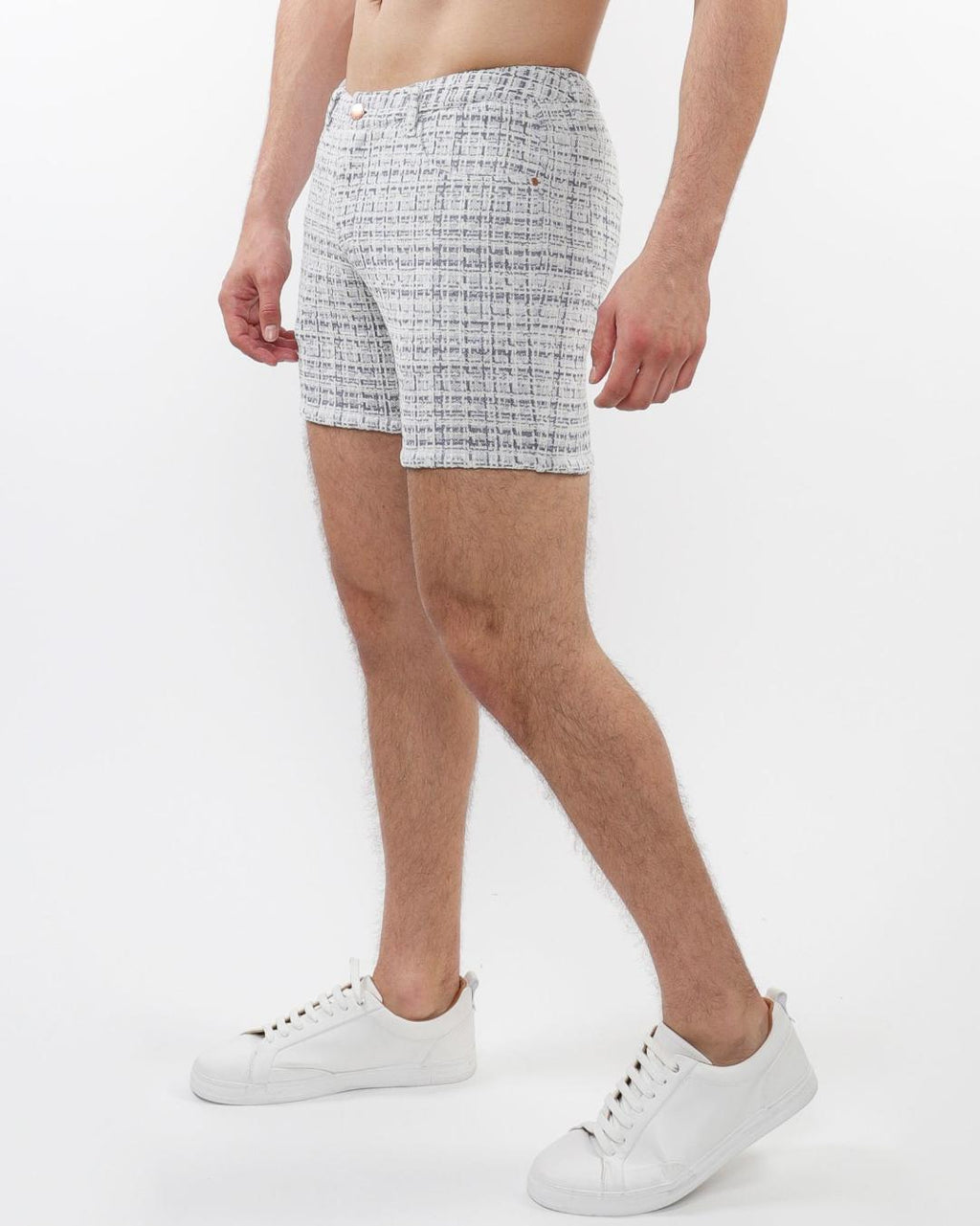 TWEED-LOOK JACQUARD STRETCH KNIT JEANS SHORT (LIMITED-EDITION)