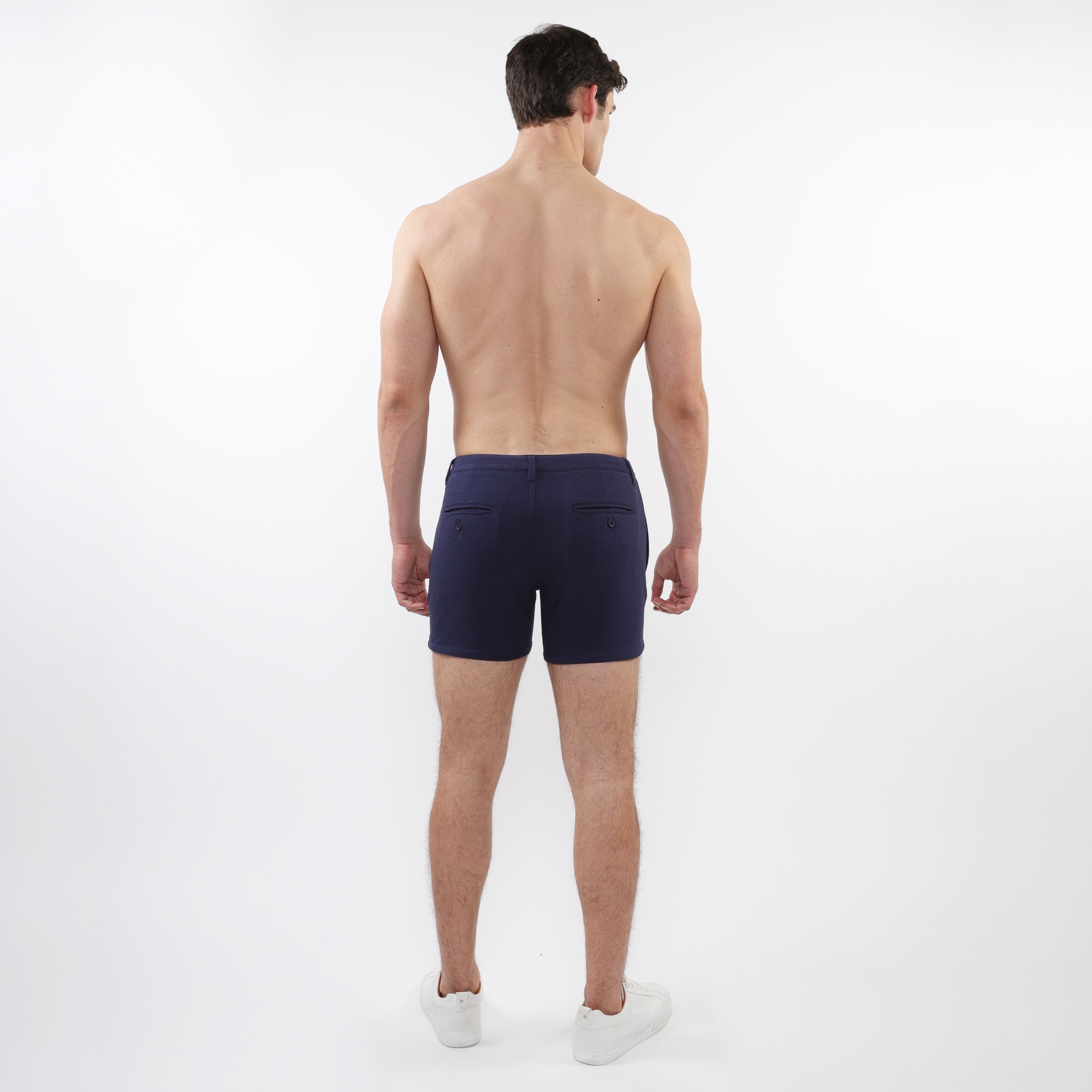 TEXTURED STRETCH KNIT CHINO SHORTS W/ ZIP POCKETS