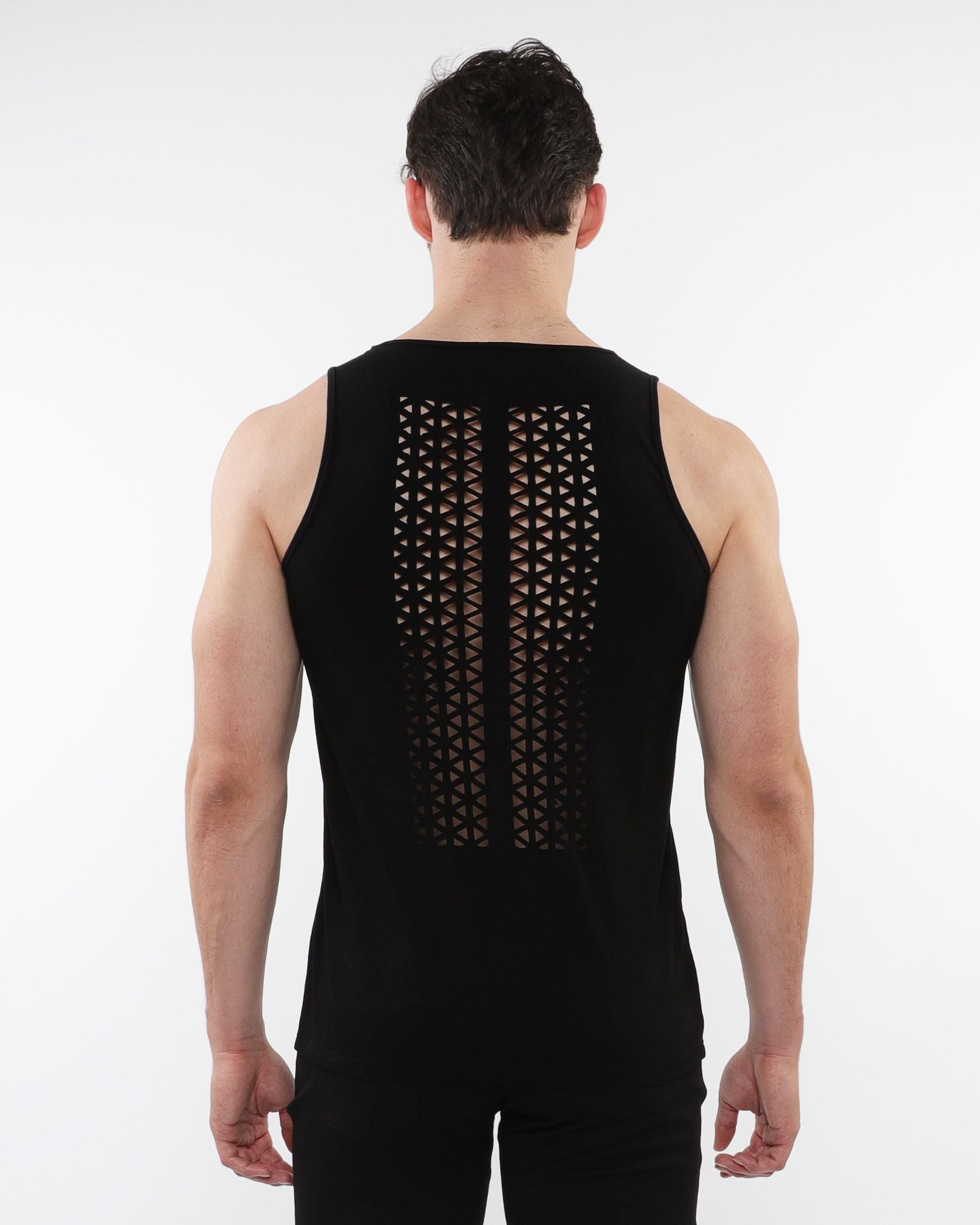 LASER CUT STRETCH JERSEY TANK