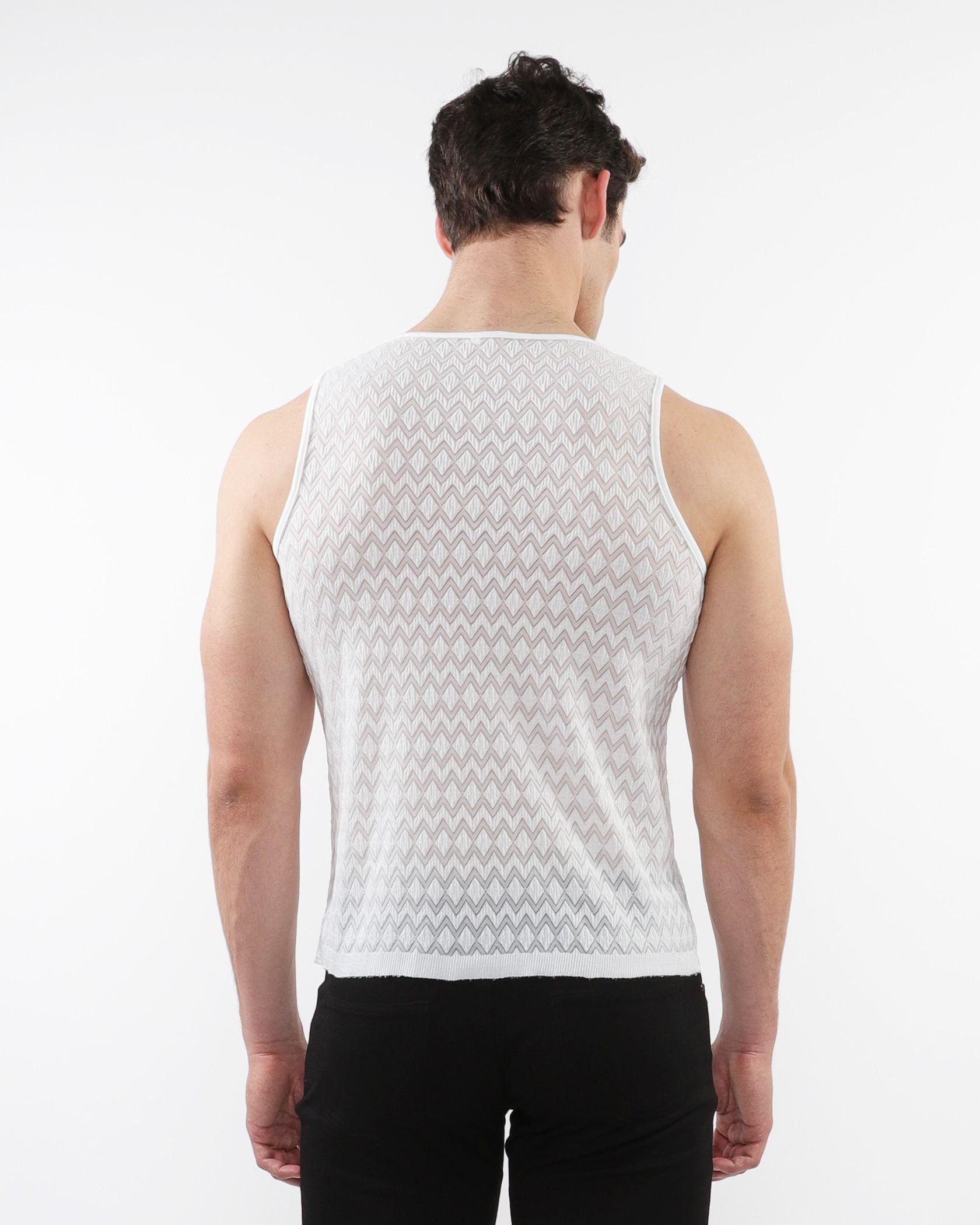 CHEVERON STRETCH GOSSAMAR KNIT TANK