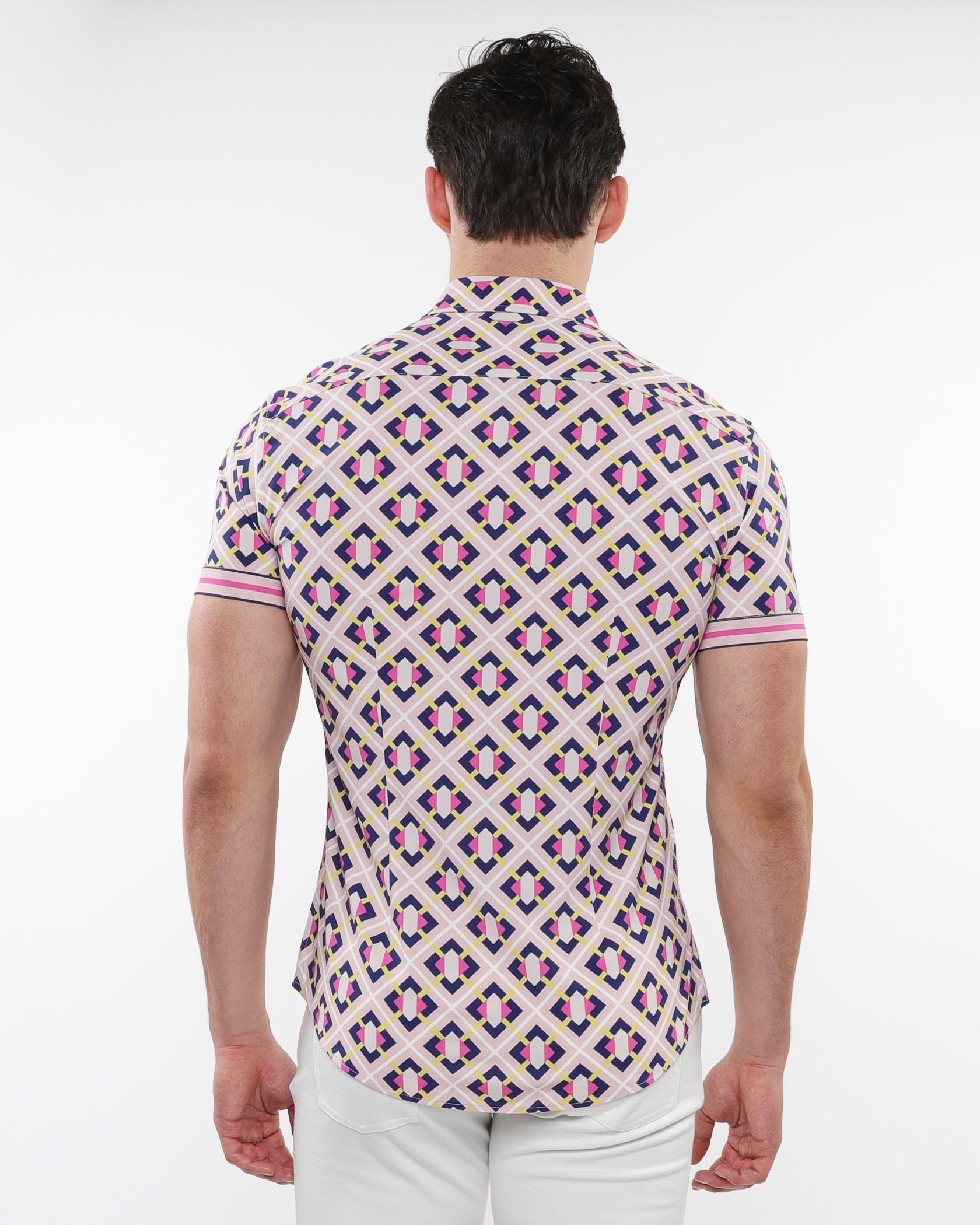 GRID PARQUET PRINTED PERFORMANCE S/S SHIRT