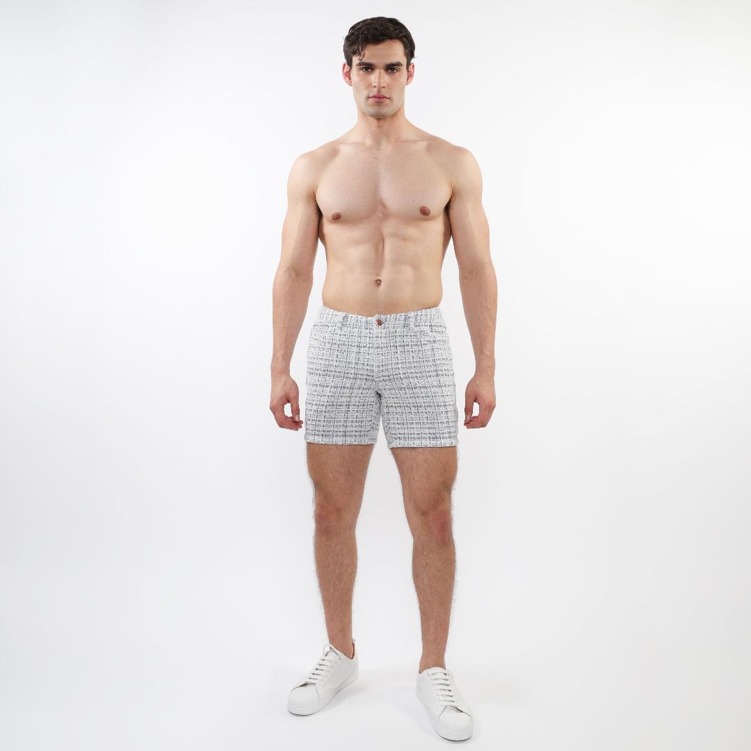 TWEED-LOOK JACQUARD STRETCH KNIT JEANS SHORT (LIMITED-EDITION)