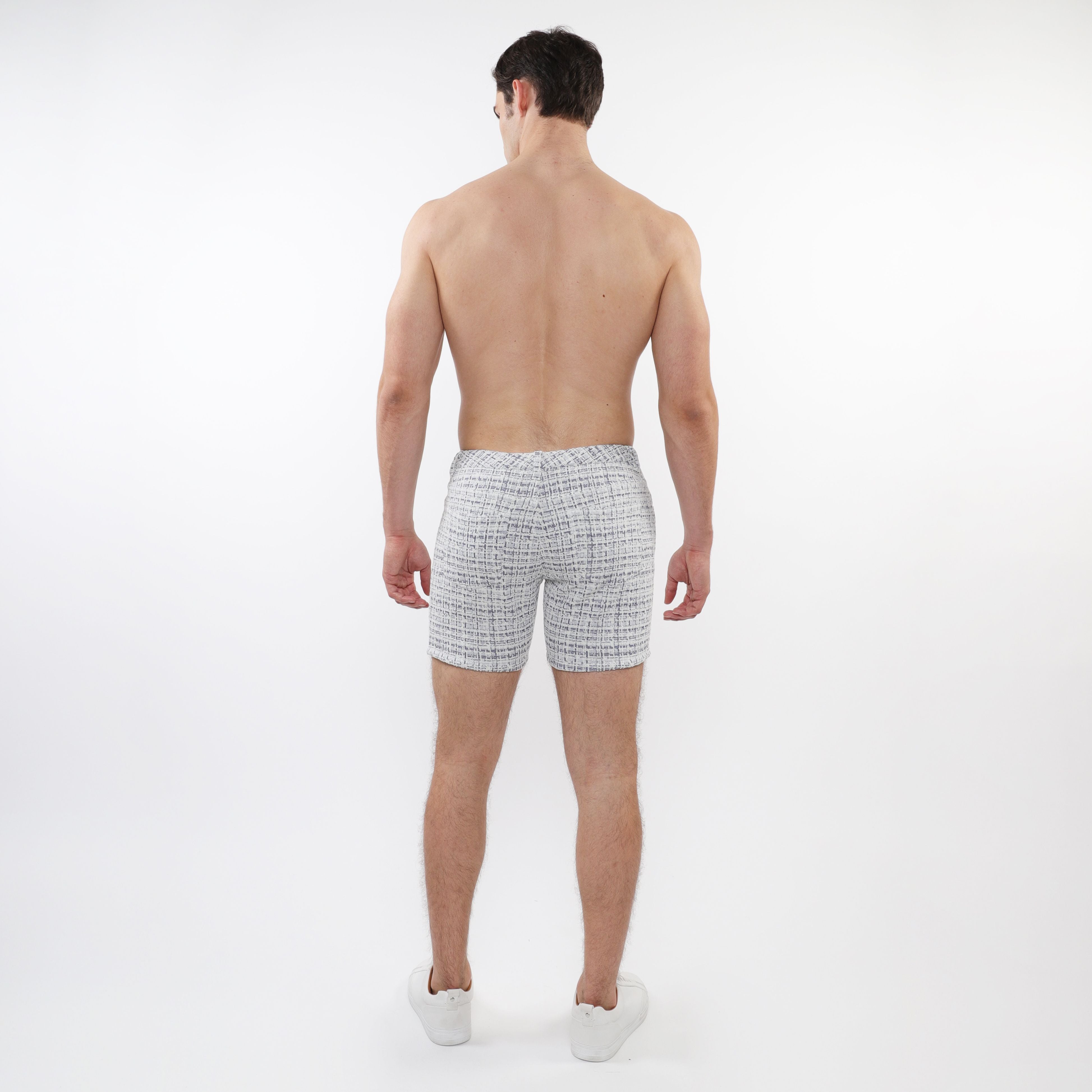 TWEED-LOOK JACQUARD STRETCH KNIT JEANS SHORT (LIMITED-EDITION)