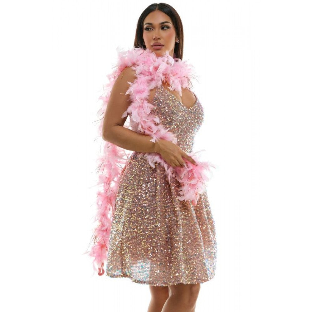 PINK FEATHER BOA W/ TINSEL