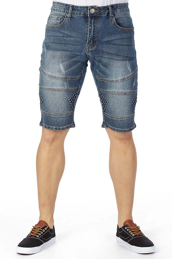 EMBOSSED DENIM SHORT
