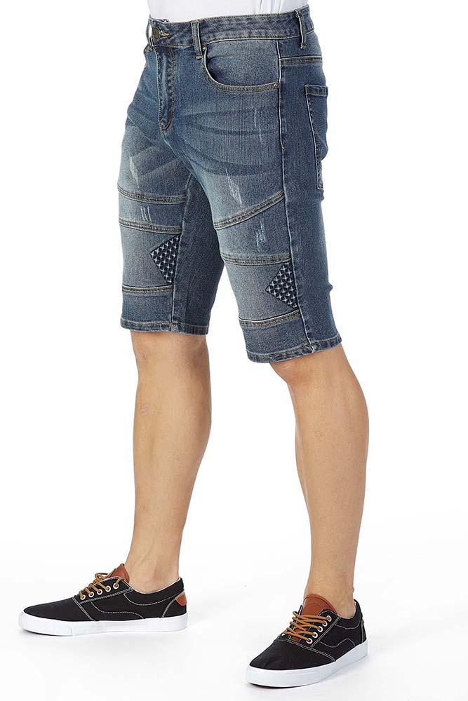 EMBOSSED DENIM SHORT