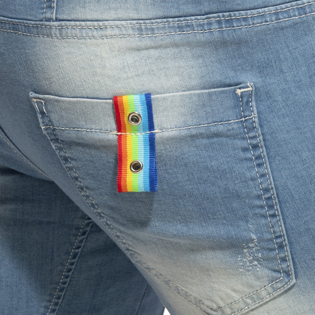 RAINBOW TAPE JEAN SHORT